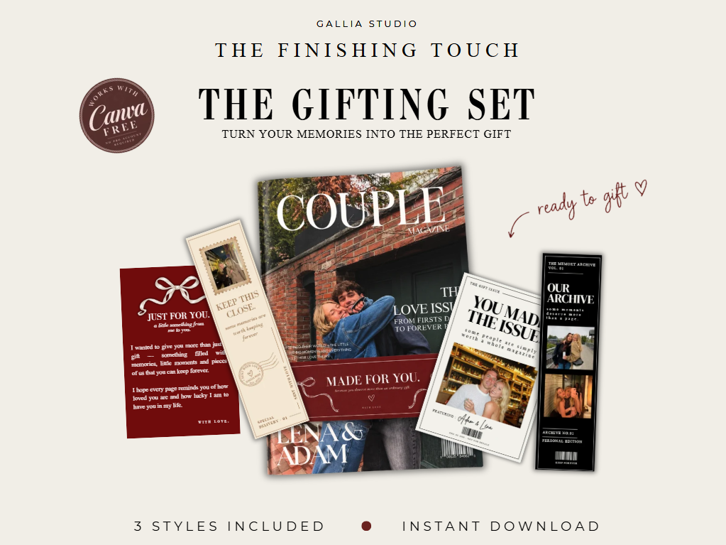 The Gifting Set — editable Canva magazine template